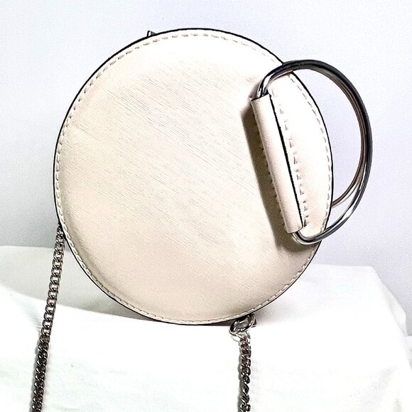 Zara Small Round Beige Handbag Metallic Handle, Chain Strap, Sculptural Mini bag - Picture 13 of 16